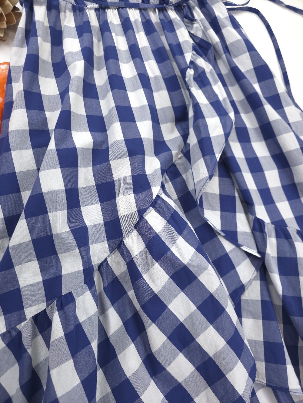 PopSugar Blue White Plaid Pocketed Maxi Dress Sz S - Picture 4 of 10